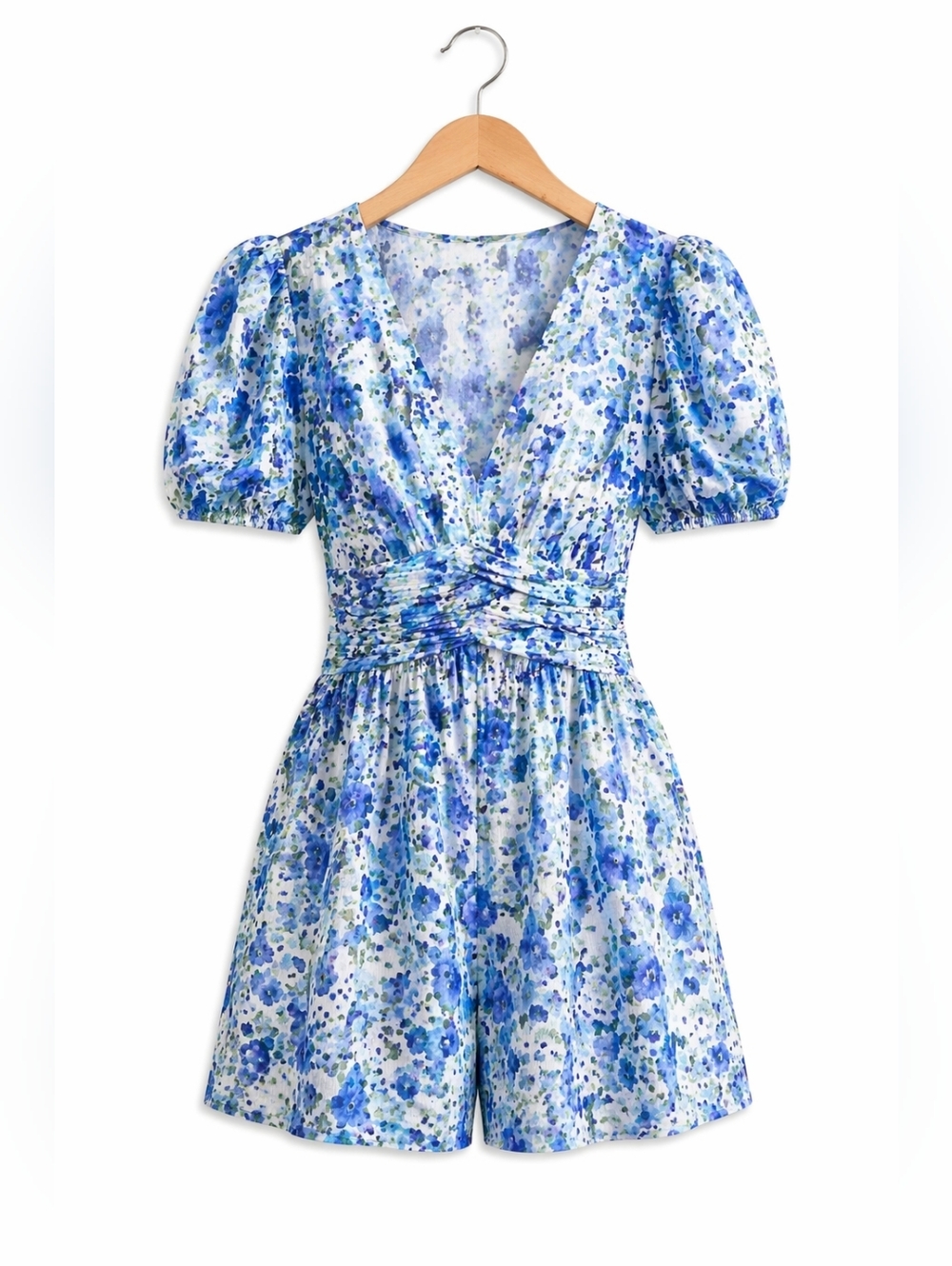 ZARA Floral Blue Romper Dress